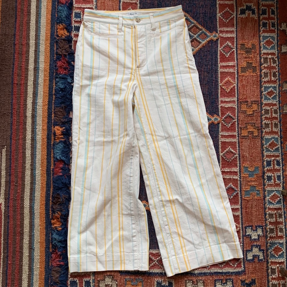 Madewell Emmett Wide-Leg Crop Pants in Stripe 26